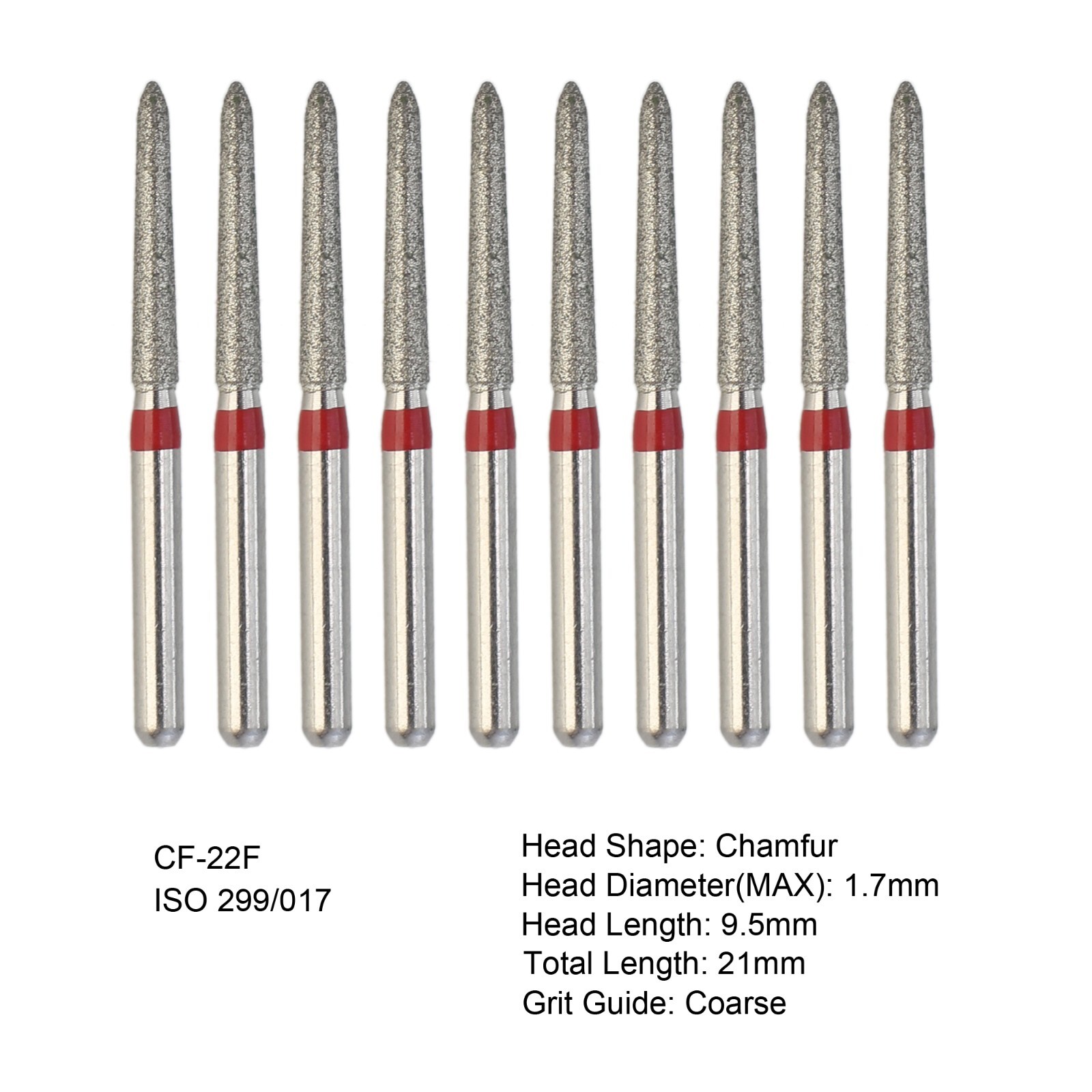Dental Diamond Burs Modified Chamfer CF/22F Coarse Grit For High Speed Handpiece