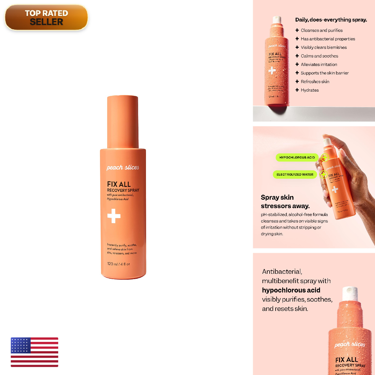 Peach Slices – Fix All Recovery Spray 4 Oz – Purify Soothe Relieve – Zits