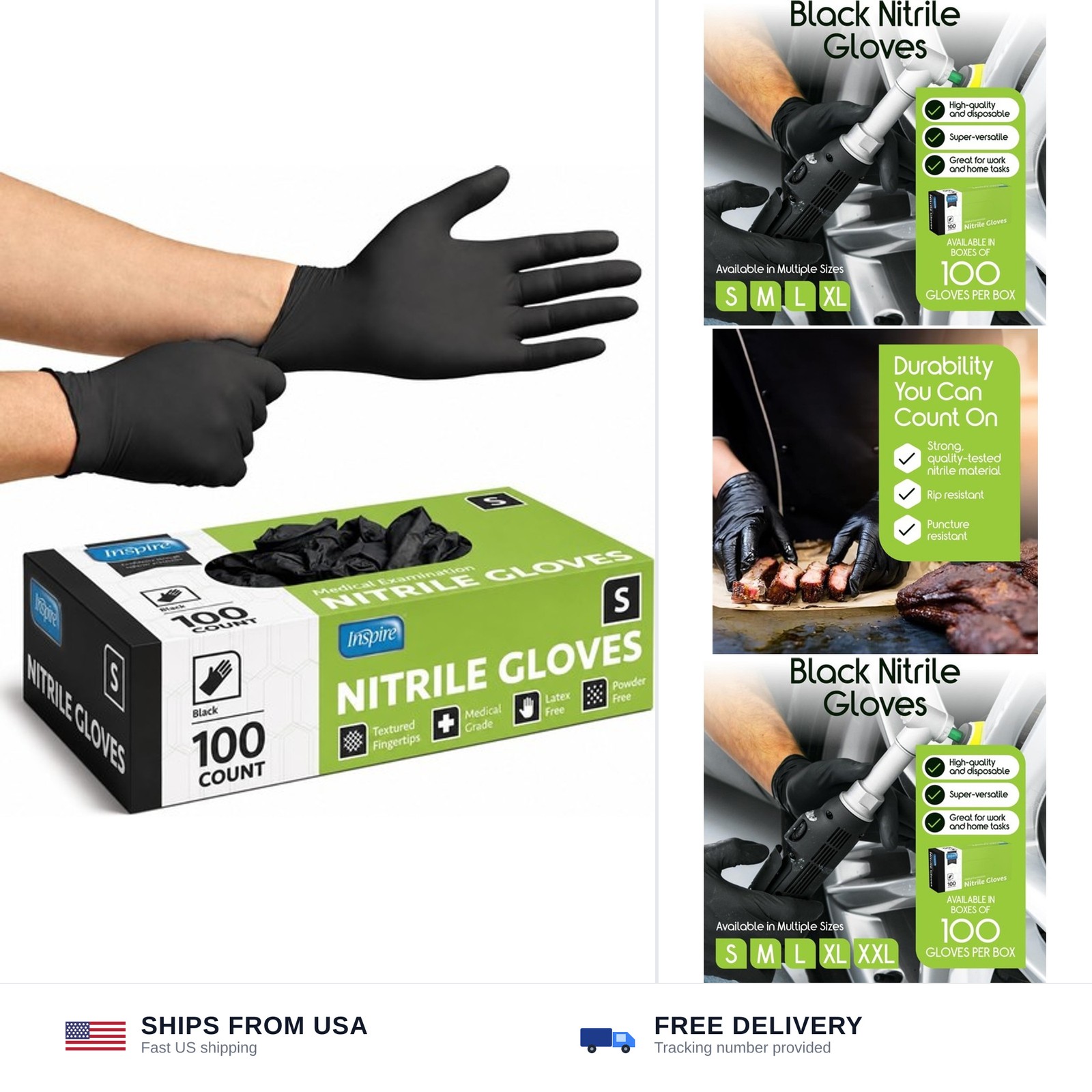 Inspire Black Nitrile Disposable Gloves | 4.5 Nitrile Disposable Safety Medic…