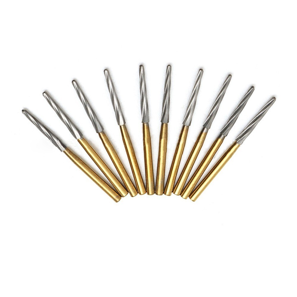 10PCS Dental Lab Drill Carbide Tungsten Steel Trim Finishing FG ENDO-Z Burs 25MM
