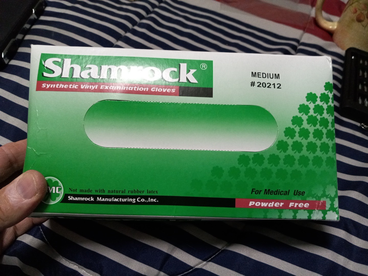 Shamrock Synthetic Vinyl Examination Gloves Powder Free Medium 1 Box 100ct