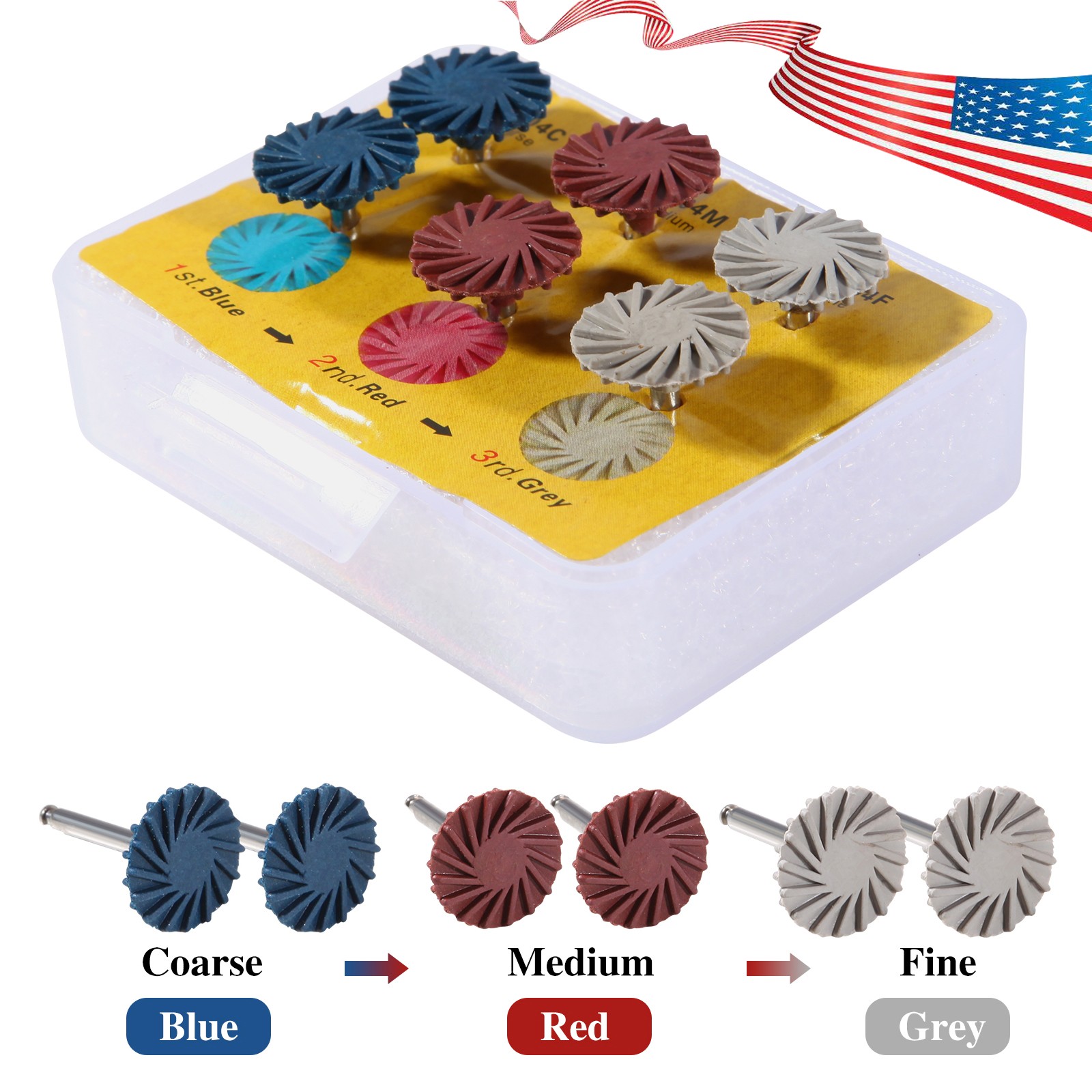 Dental Composite Polishing Diamond System RA 14mm Wheels Coarse Medium Fine st