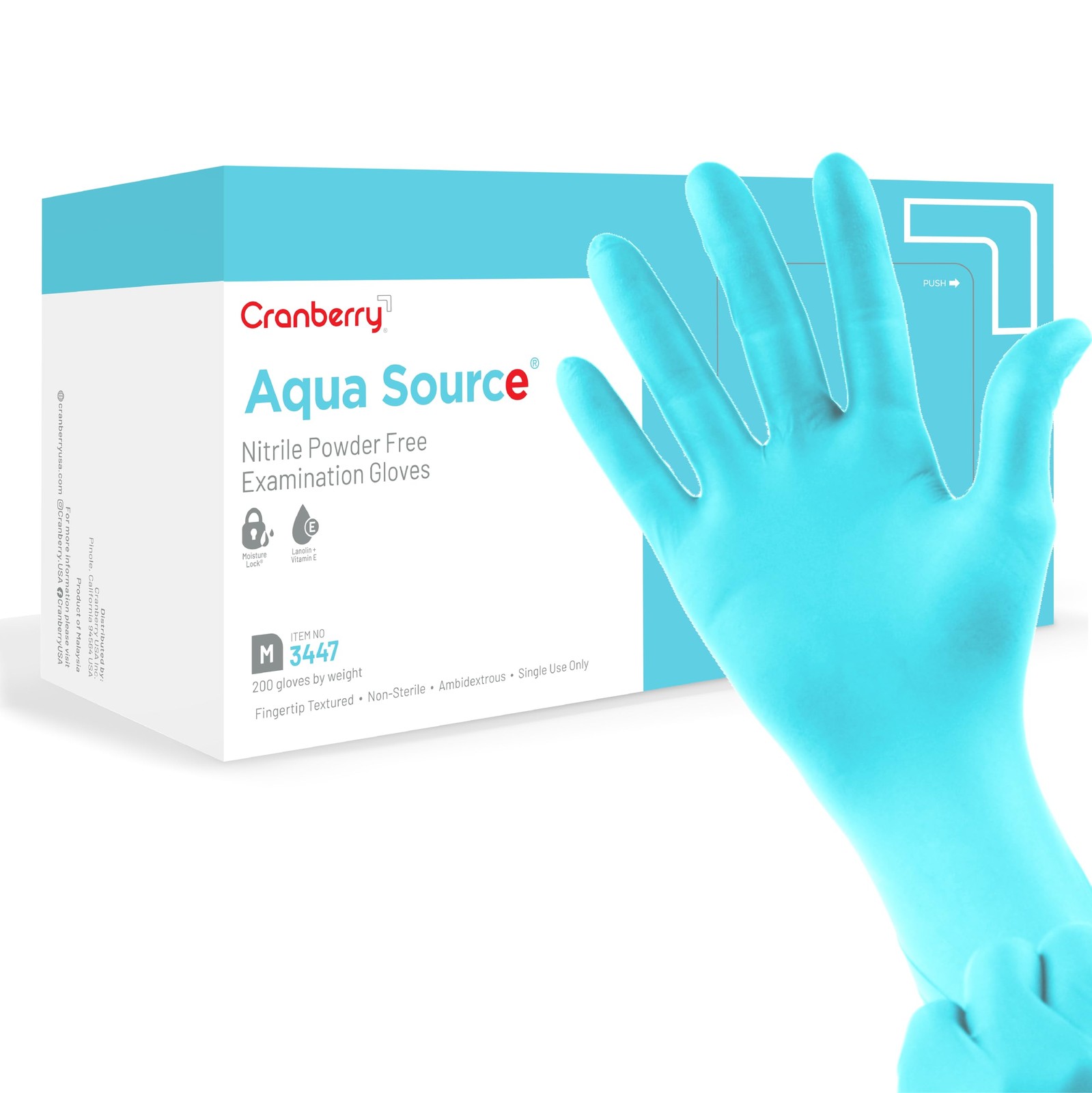 Cranberry Aqua Source Nitrile Exam Gloves, Pack of 200, Small, Aqua, Lanolin …