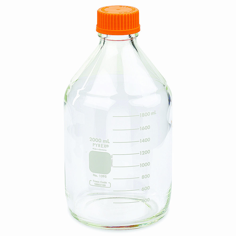 PYREX 1395-2L, 2L Round Media Storage Bottles, GL45 Screw Cap (Case of 10)