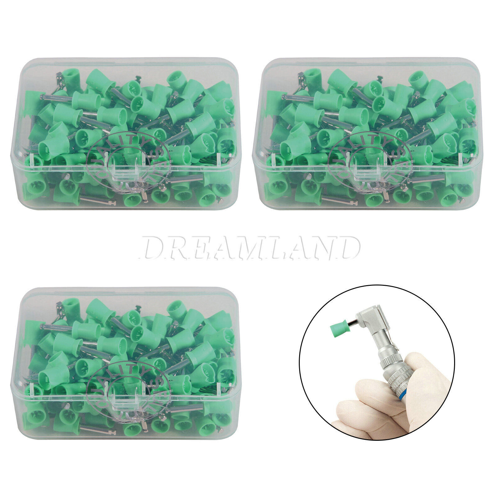 300 pcs soft Dental New Latch type Polishing Polisher Prophy Cup green usa