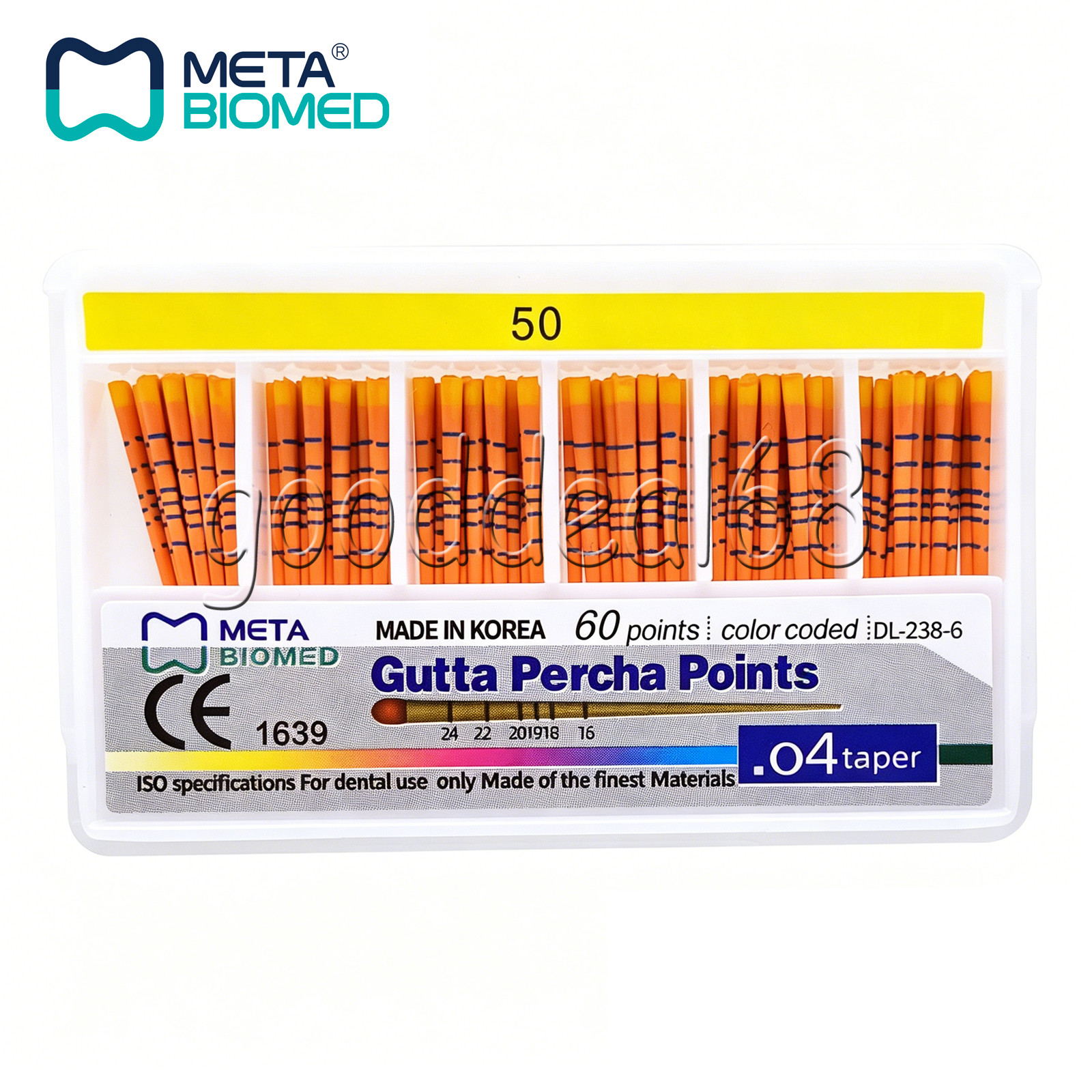 Dental Meta Gutta Percha Points Taper 0.4 or 0.6, or Standart Taper, All Sizes