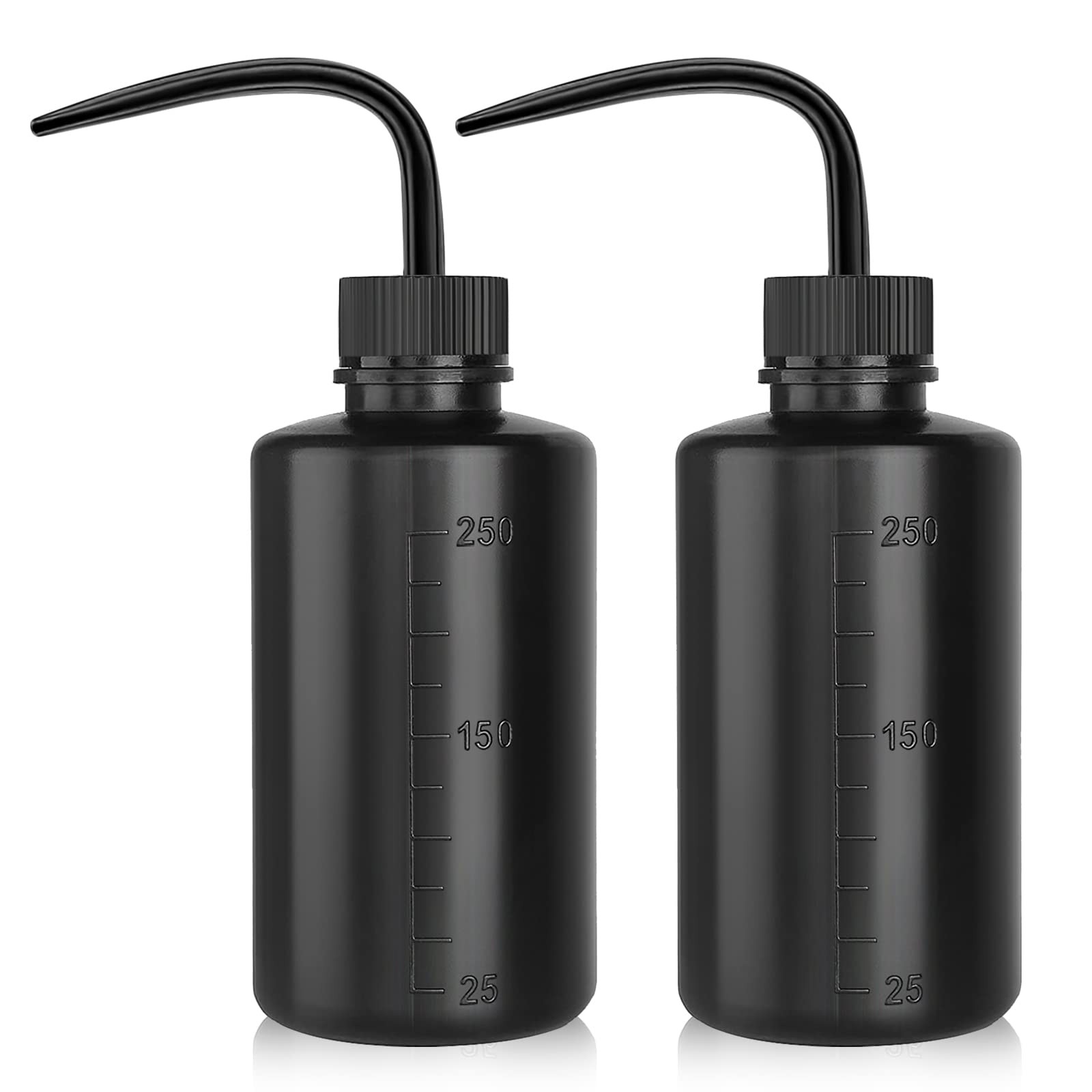Wash Bottle 2pcs 250ml/8oz Safety Watering Tools, Economy Plastic Black