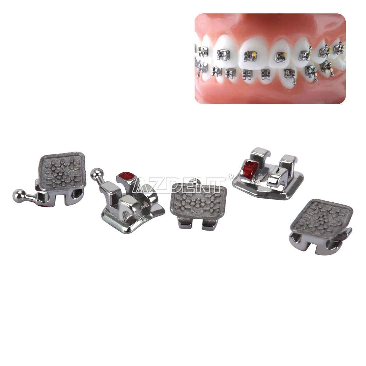 20 X Dental Orthodontic Brackets Braces Monoblock Mini Roth.022 345 Hooks AZDENT