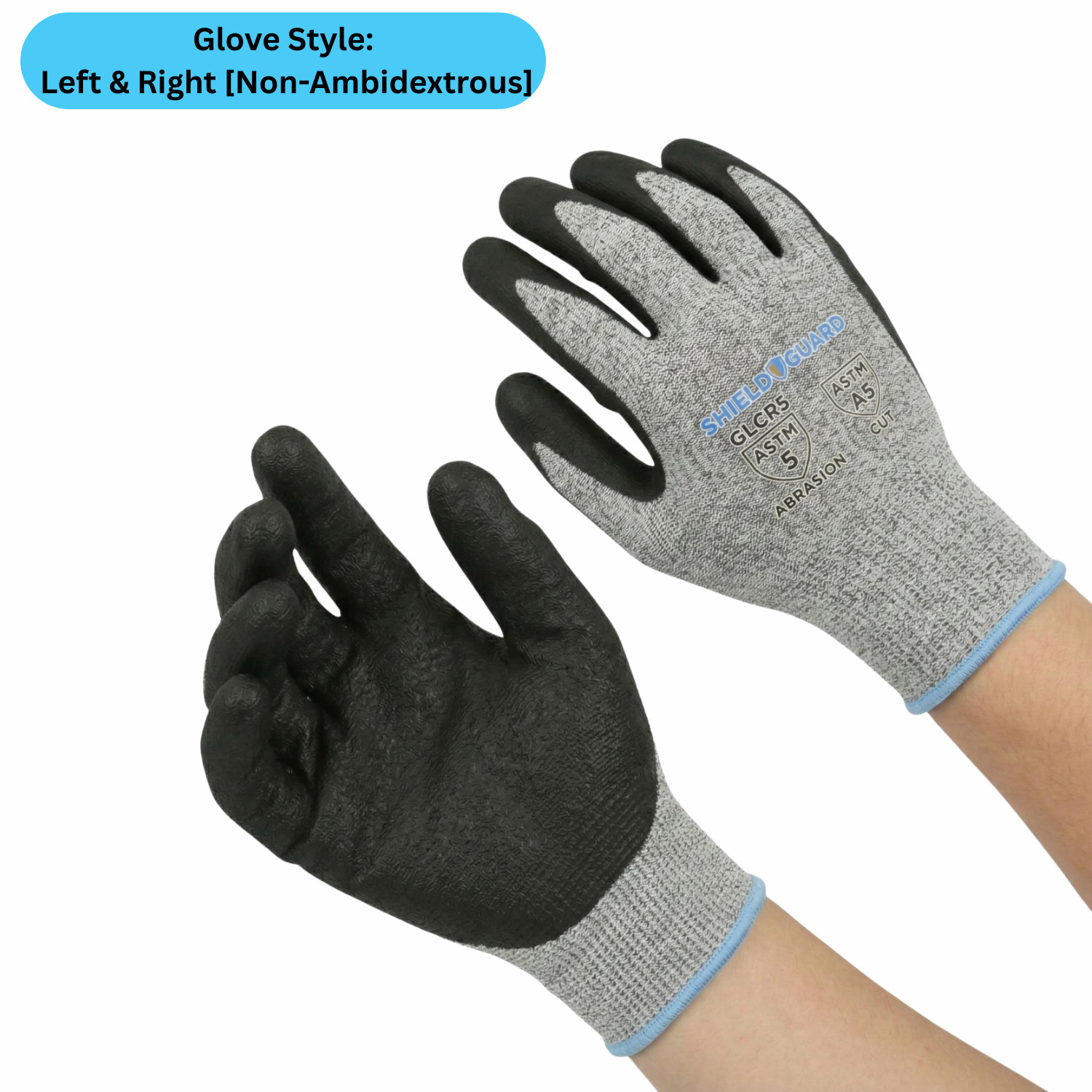 12-24 Nitrile Black, Grey ASTM Level A5 Cut Resistant Palm Coated Work Gloves