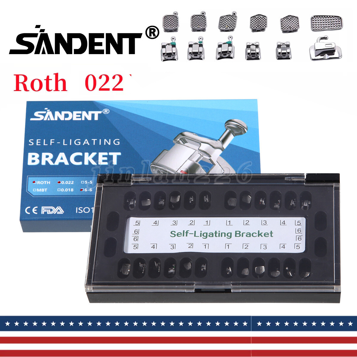 Dental Orthodontic Self Ligating Brackets Braces Roth .022 345 HK+Buccal Tube