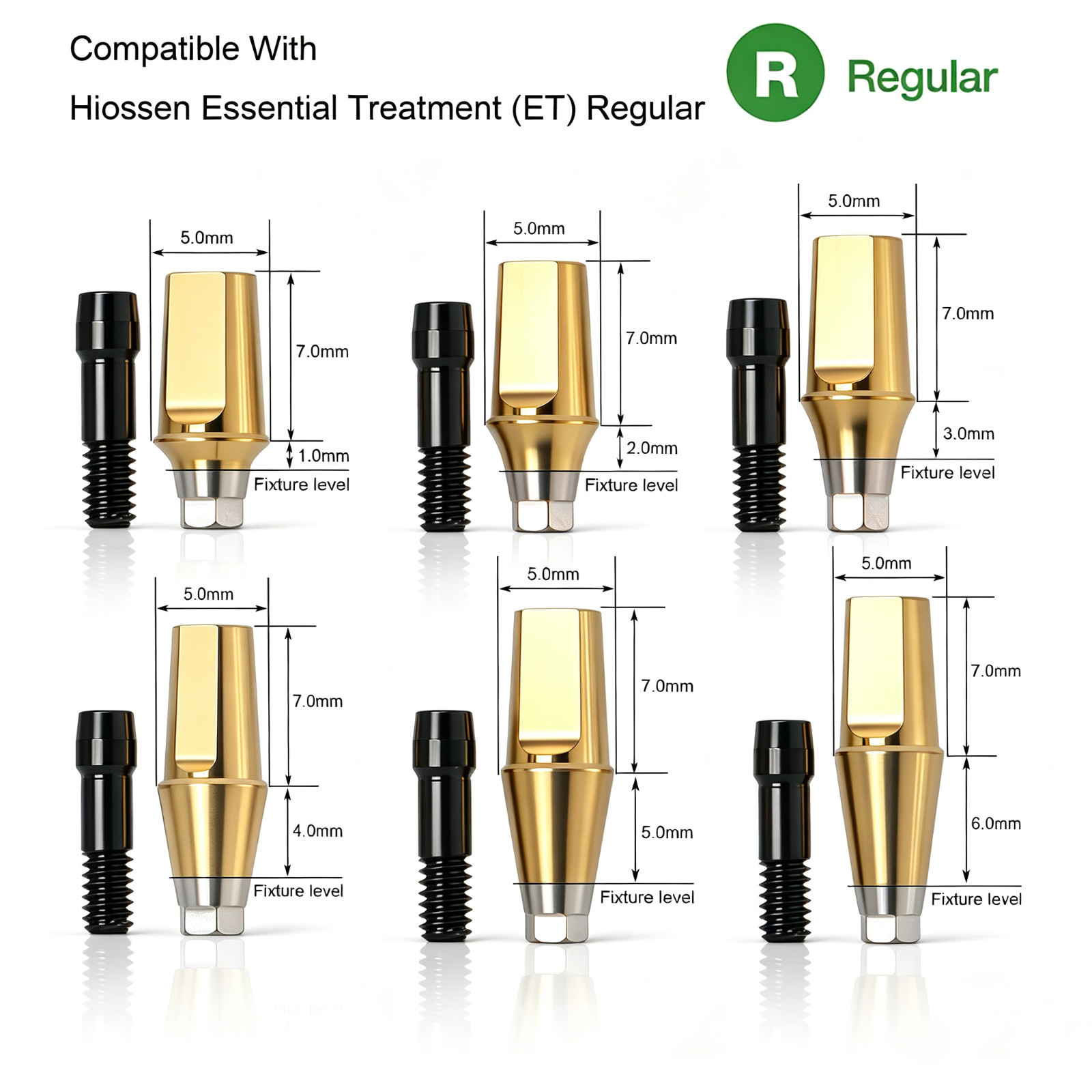 US 5Pcs Dental Titanium Hex Straight Abutment fit Osstem Hiossen ET Mini/Regular