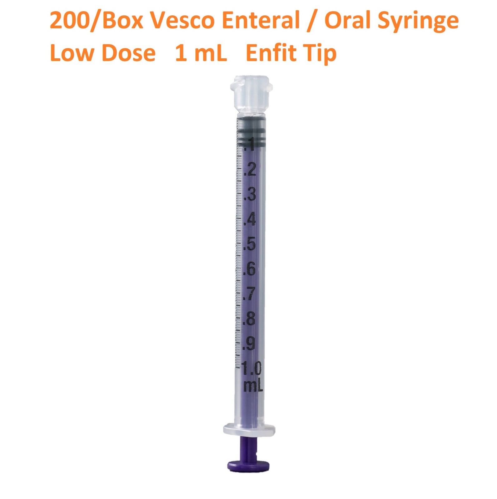 Vesco 1ml ENFit Syringe 1 mL / 1cc Low Dose Tip Enteral / Oral Syringe 200/Pack