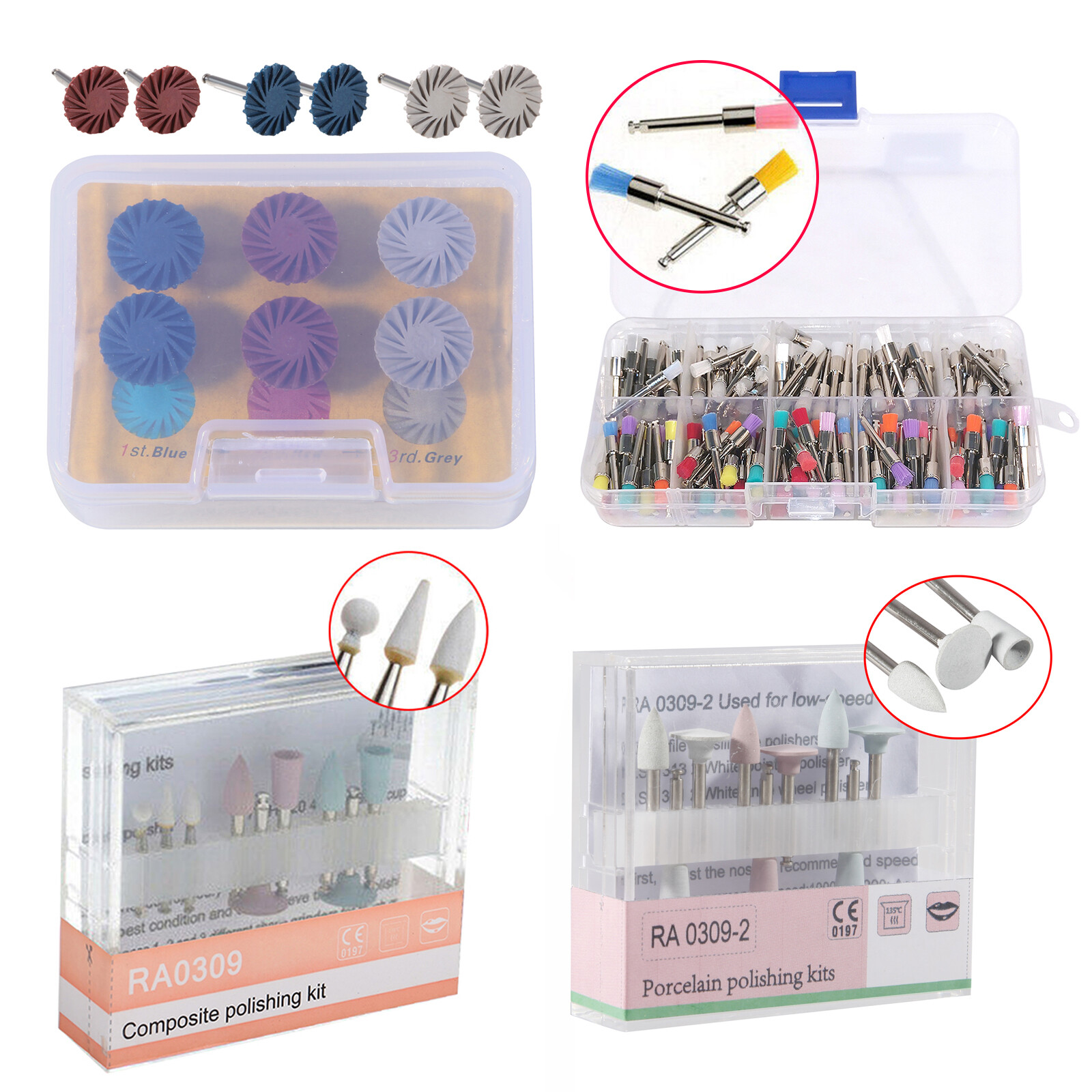 Polishing Kit Diamond Composite Burs Polisher Disc Medium RA HP FG Grit Dental