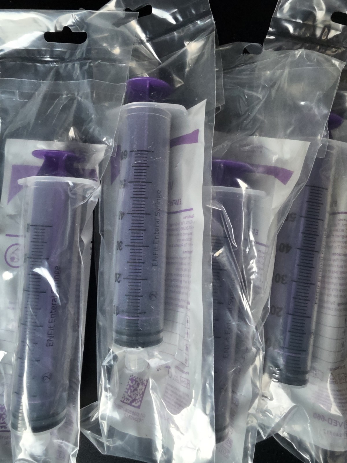Vesco ENFit Tip Syringe, 60ml, Flat Top, VED-660, 4 Unit, NEW