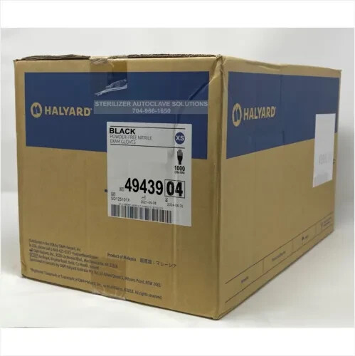 Halyard Black Nitrile Exam Gloves 49439 – CASE of 1000 X-SMALL