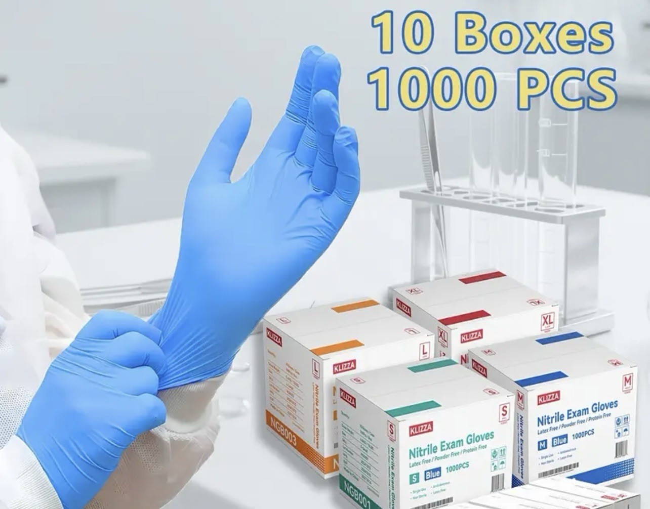 KLIZZA 1000 PCS Nitrile Gloves Disposable, Latex Free Powder Free Cleaning SMALL