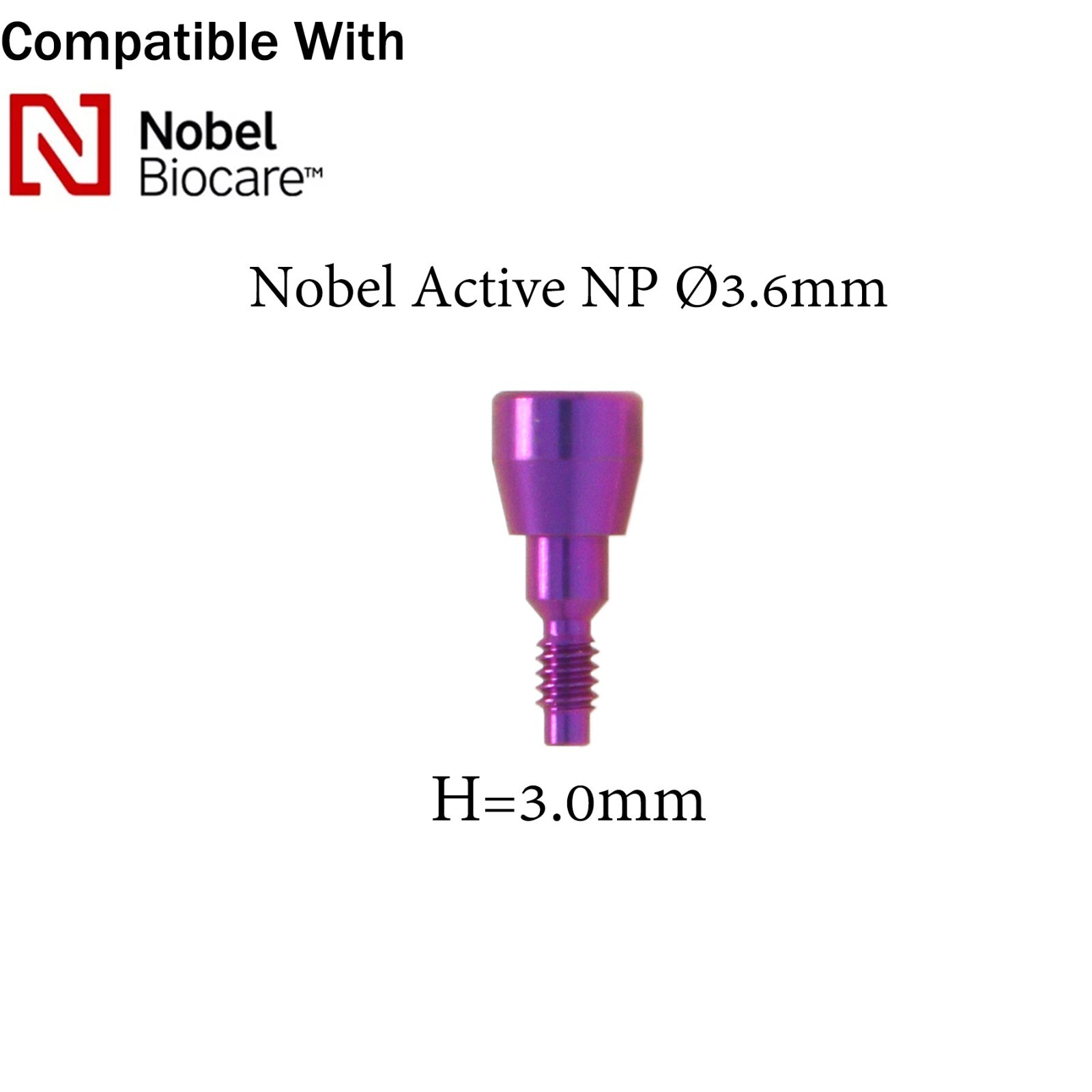 Dental Healing Cap Abutment RP/NP fits NOBEL Active Ø3.6/5.0/6.0 H=3.0/5.0/7.0mm