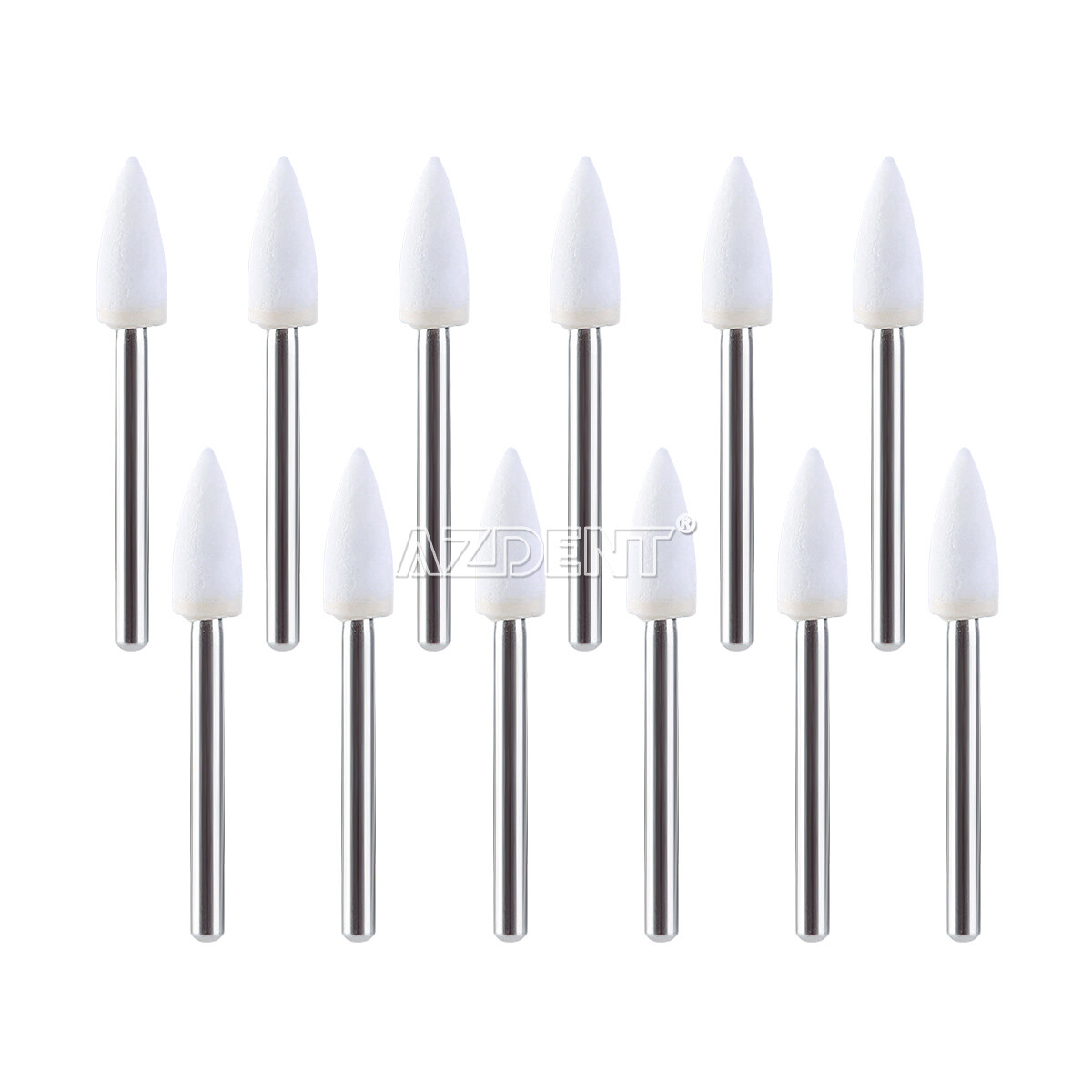 AZDENT Dental Flame White Stone Polishing FG Burs Fl2 Abrasion Point Bur Polish