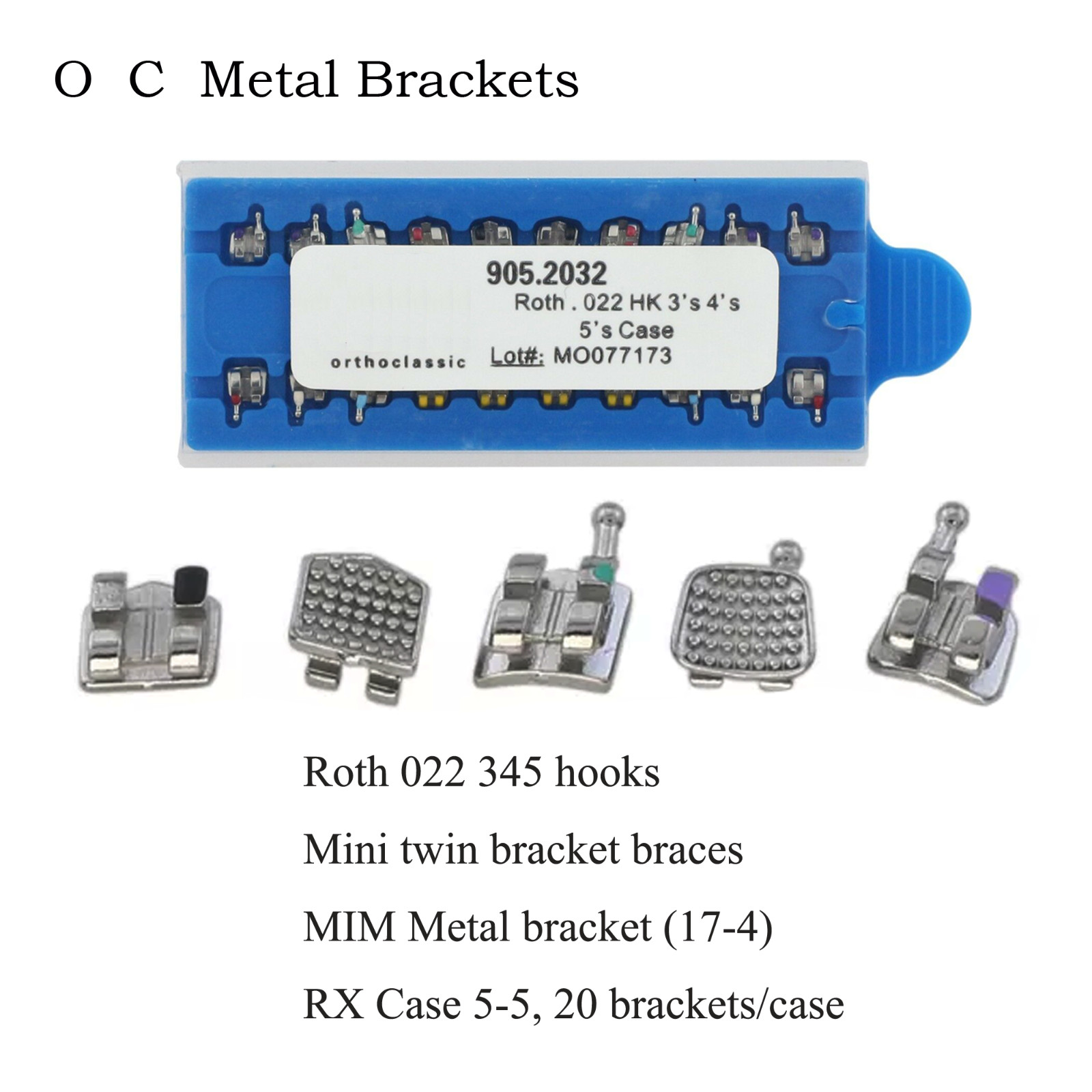 Dental Orthodontic Mini Brackets Braces Metal Roth MBT 018 022 345 Hooks MIM 5-5
