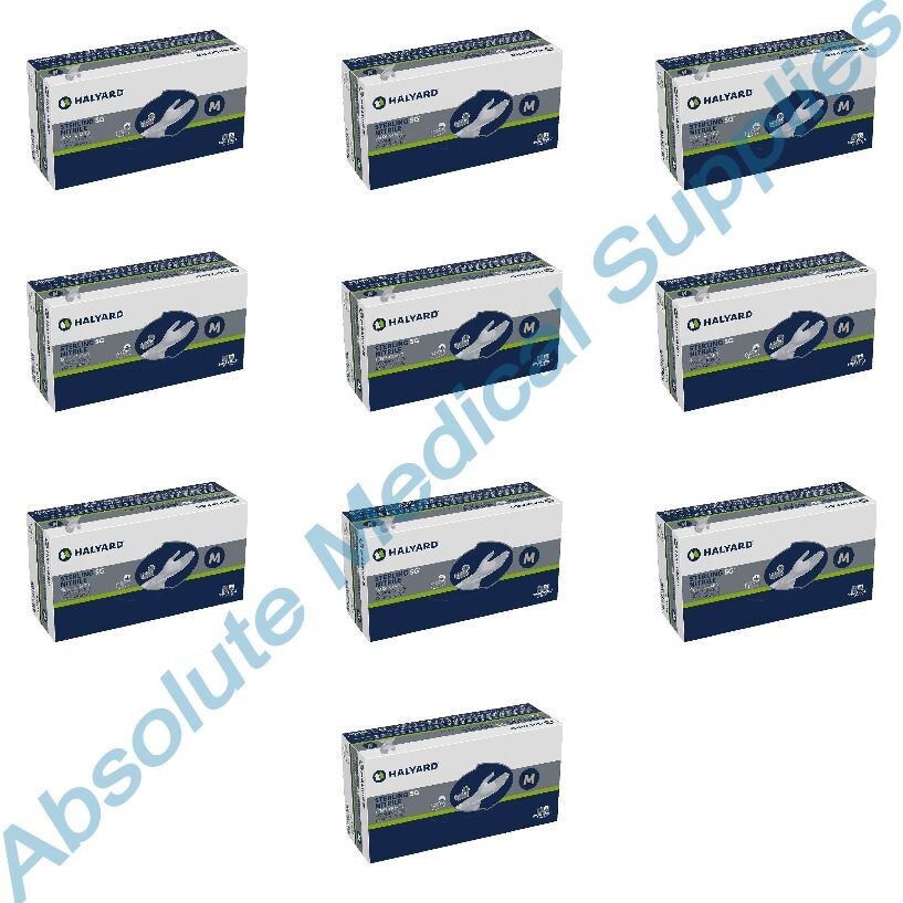 *2,500-Gloves* Halyard Sterling SG Sensi-Guard PF Nitrile Medical Medium 41659