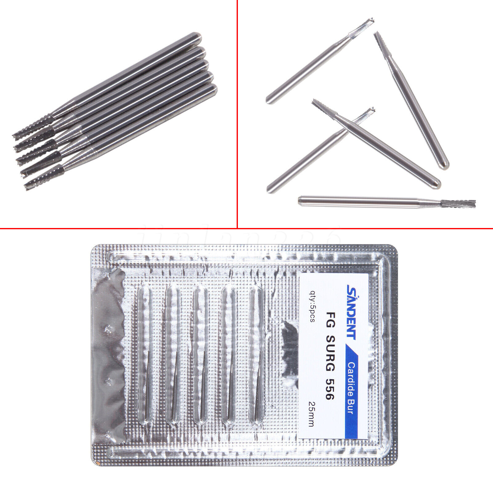 5-50PCS Cirugía quirúrgica dental Fresas redondas carburo tungsteno FGXL 556 558