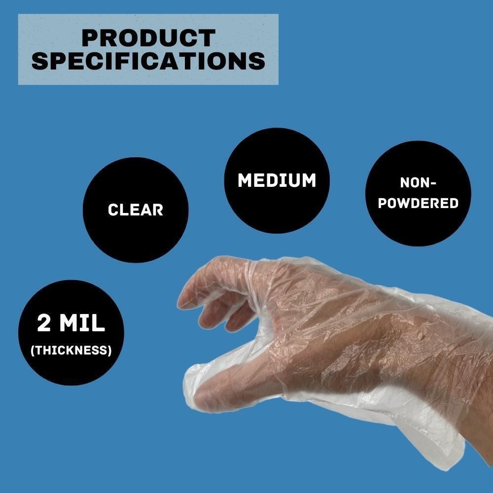 100-2000 Clear 2 Mil TPE Vinal Food Service Cleaning Disposable Gloves