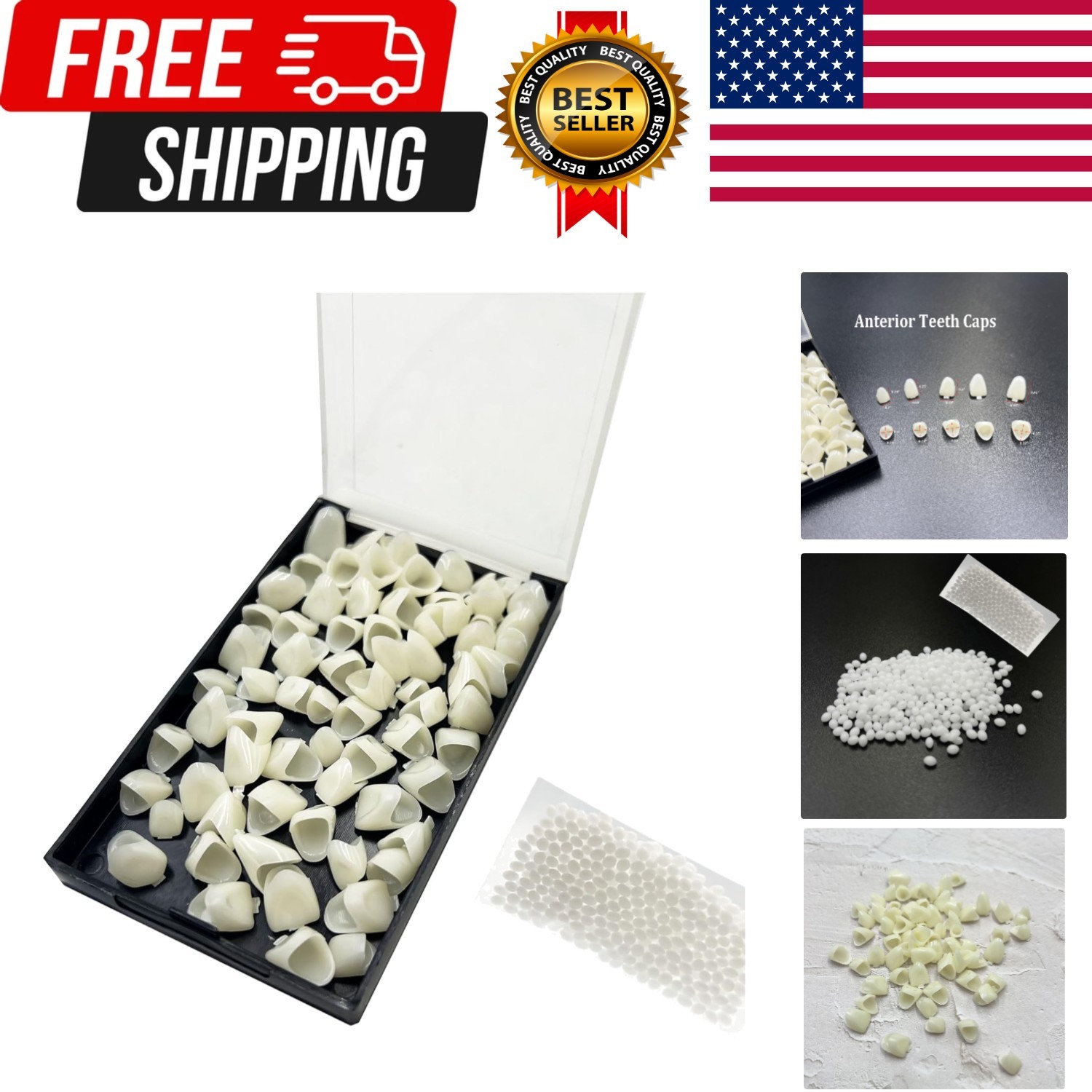 1 Box False Teeth Crown Repair Kit Dental Anterior Veneers Fake Tooth Cap Crown