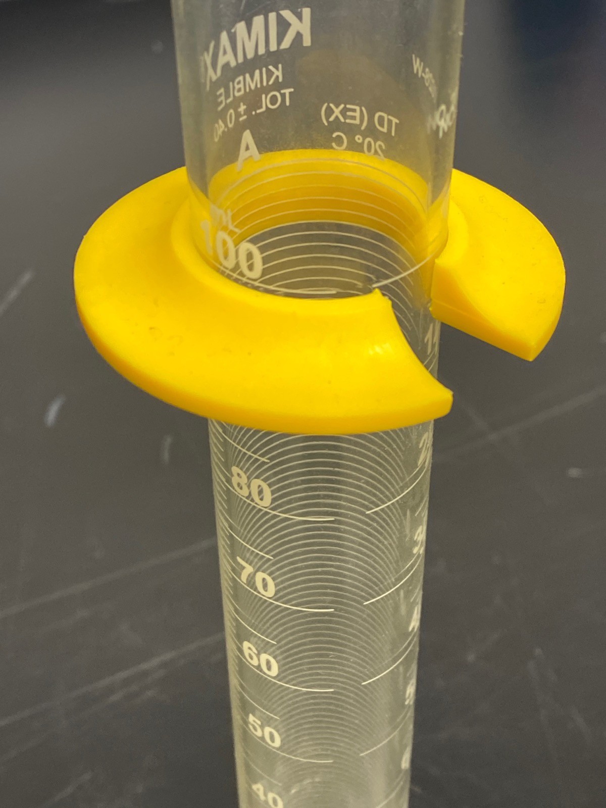 DWK KIMAX Glass Class A 100mL TD Dual Scale Graduated Cylinder w/KimCote 20028-W