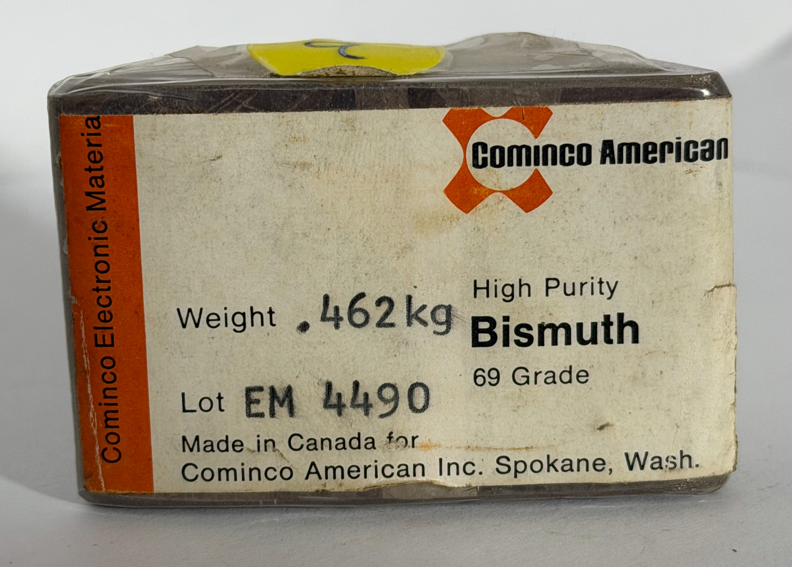 Bismuth Metal, Ultra pure, Ingot, 99.9999%, 462 grams (sealed)