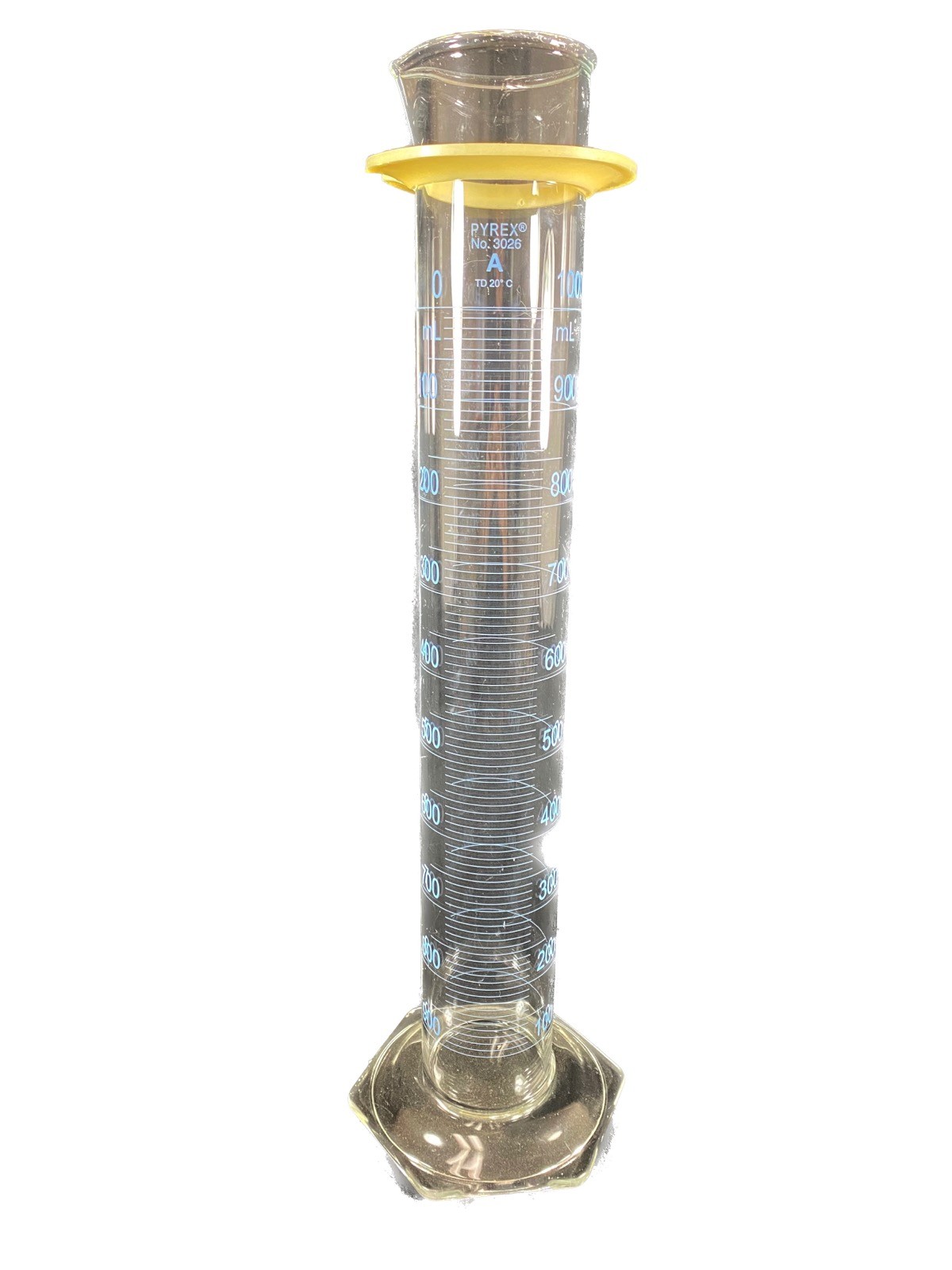 PYREX Glass 1000mL Double Metric Scale Class A TD Graduated Cylinder 3026-1L