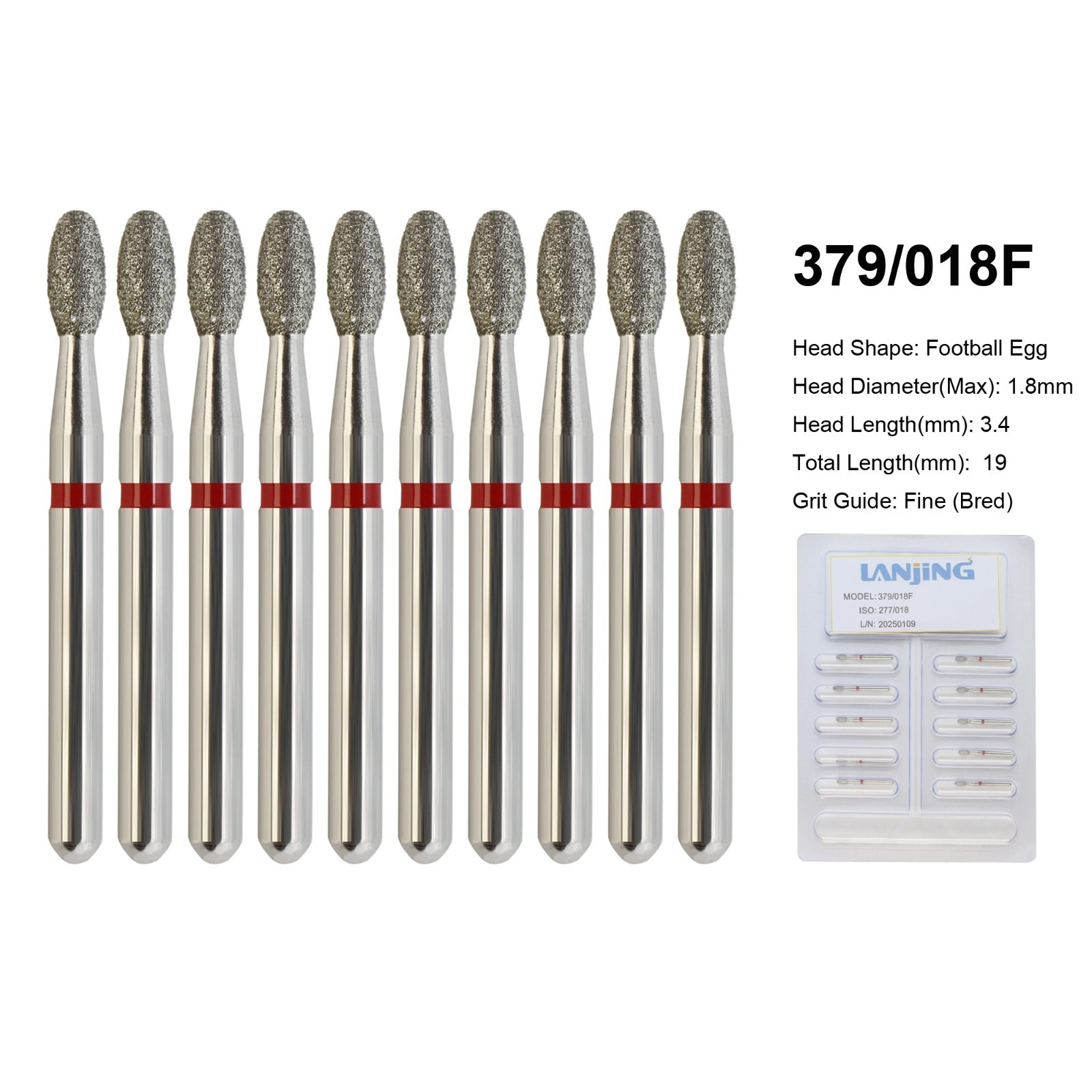 Dental Burs Diamond FG Round End Taper Football Flame Long Round Pear High Speed