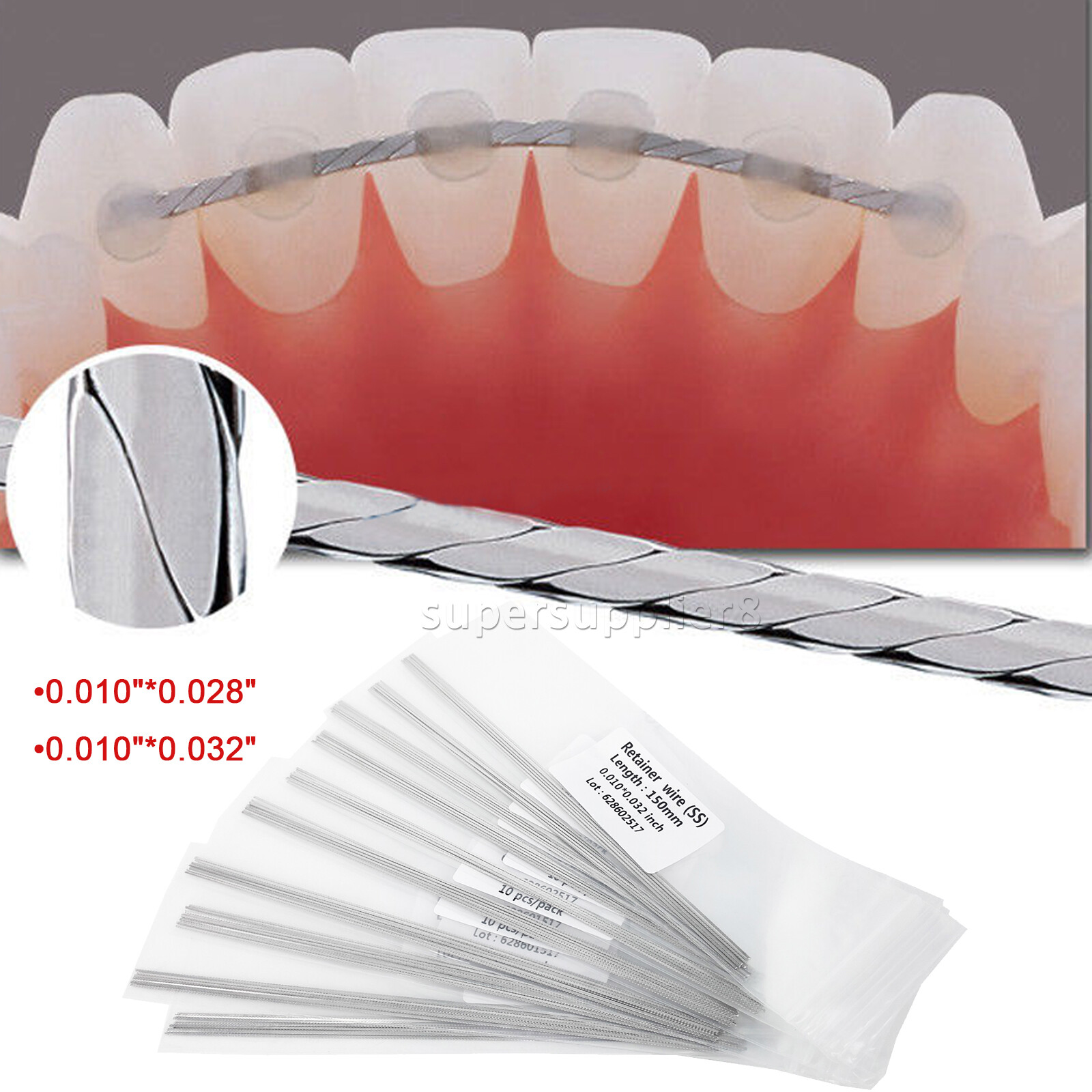 10Pcs/Pack Dental Orthodontic Flat Strand Lingual Retainer Wire .010″x.028″