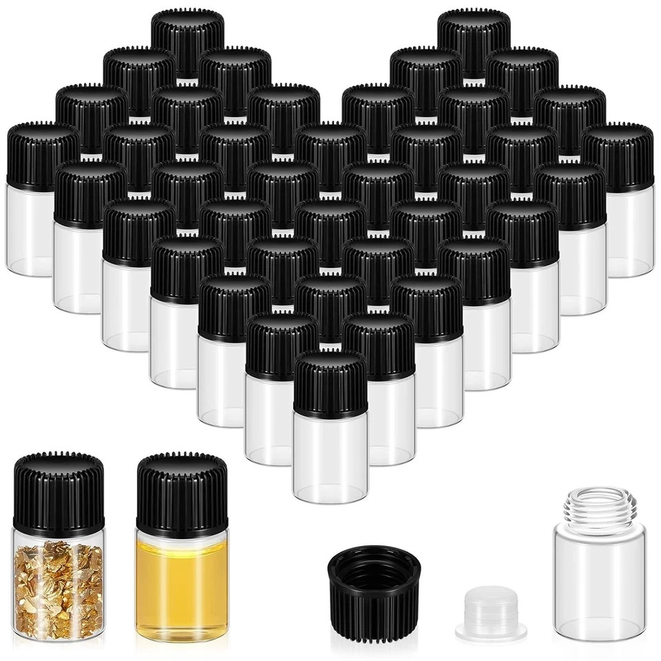 2ml Clear Small Glass Vials 100pcs with Screw Caps(100pcs) 100pcs,