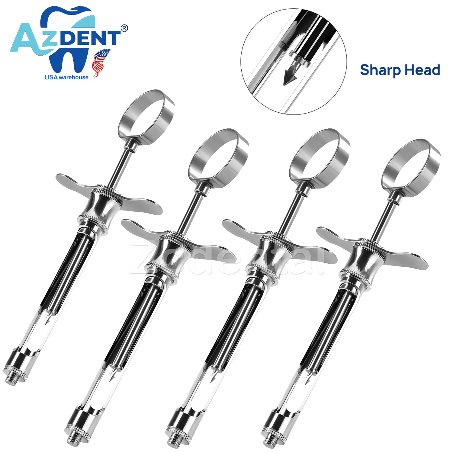 AZDENT Dental Aspirating Syringe Self-Aspirating Injection Stainless Steel