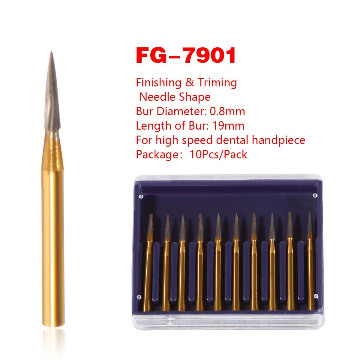 5 box Dental Trimming Finishing Gold Burs Carbide FG 7901 High Speed Handpiece u