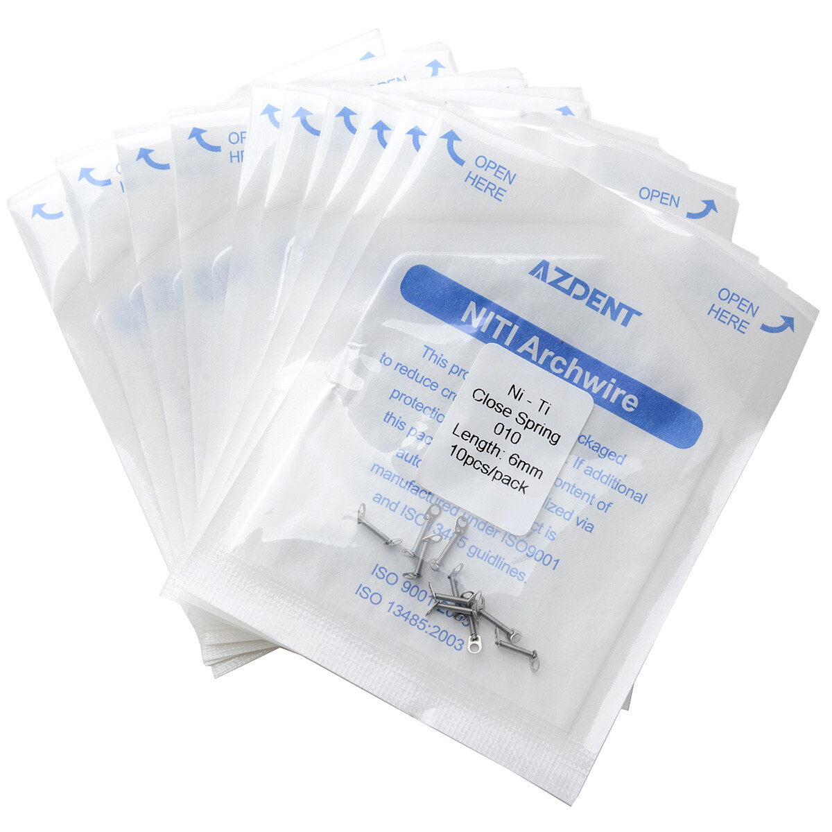 Dental Orthodontic Niti Closed Coil Spring 10Pcs/Pack 6 Sizes AZDENT
