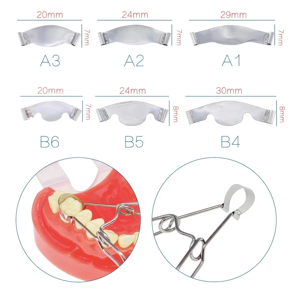 20 Pcs/Pack Dental Springclip Saddle Contoured Metal Matrices Matrix Band Tools