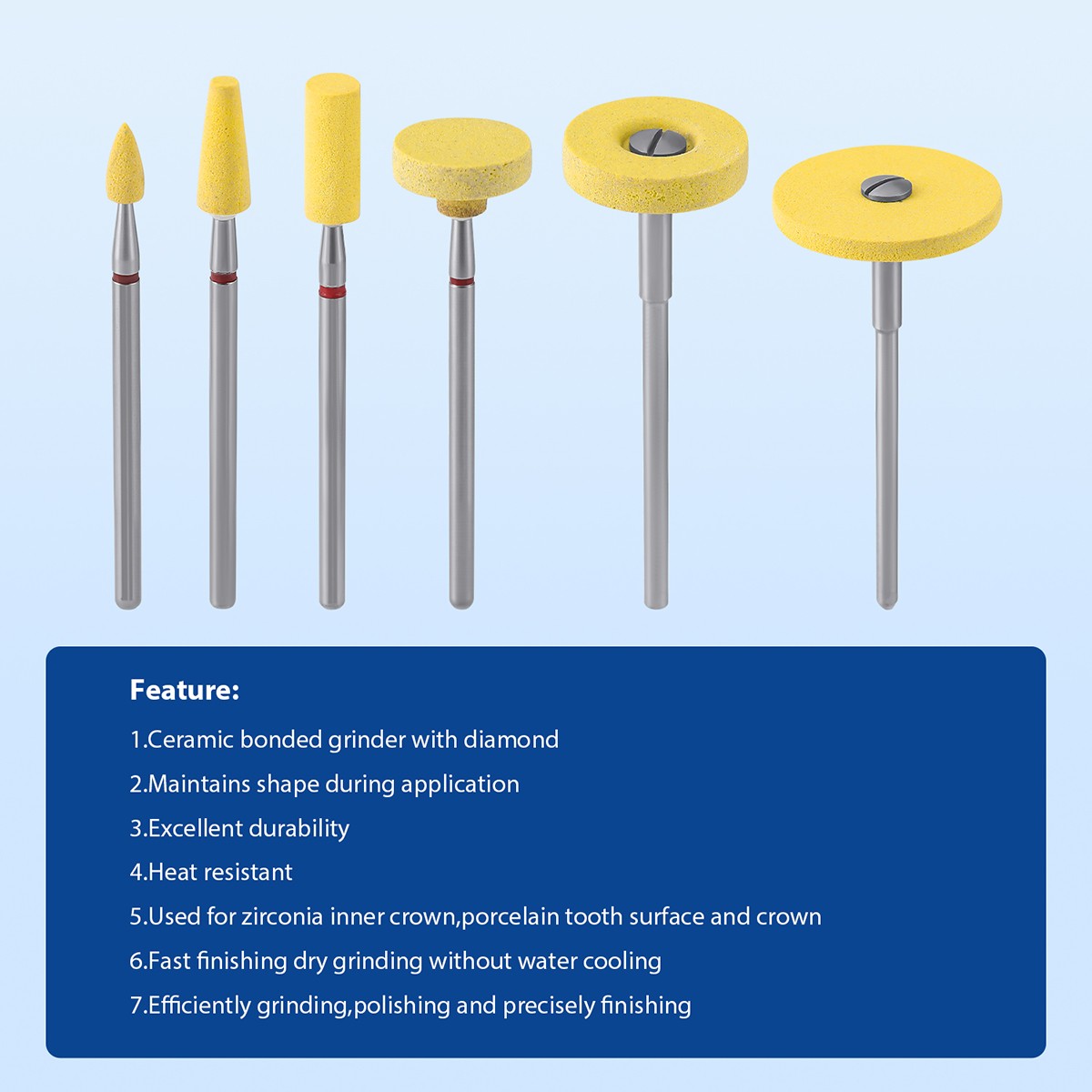 Dental Rubber Diamond Polisher Wheel Disc /Zirconia Porcelain Polish Burs HP