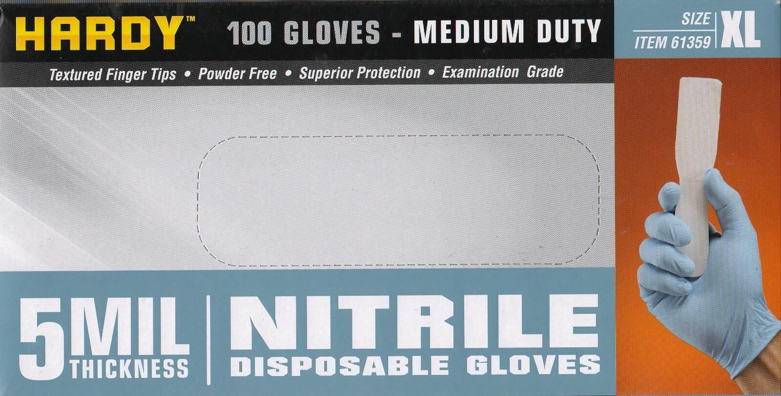 XL 5Mil Nitrile Gloves : Box of 100 : Powder & Latex Free : Disposable