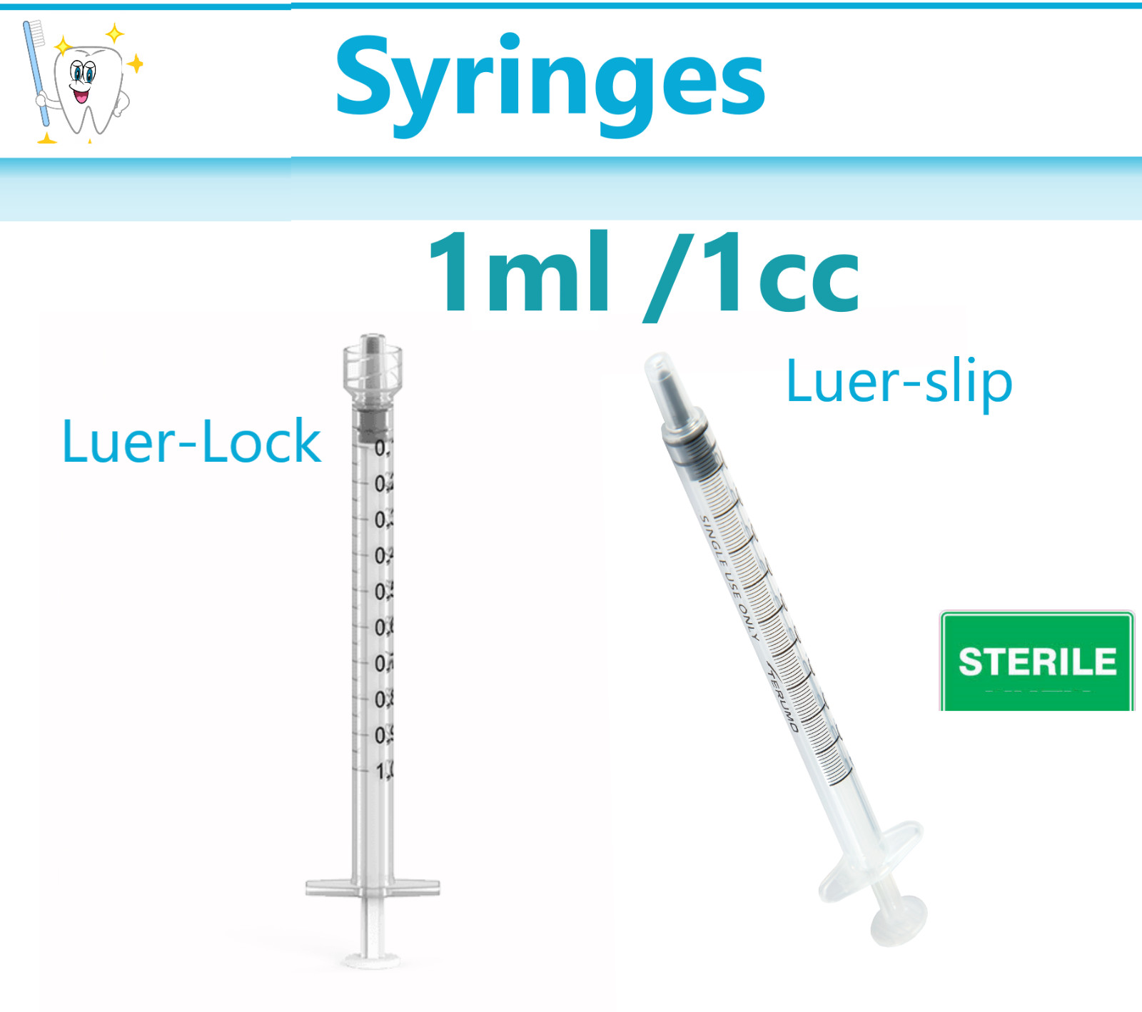 1ml / 1cc Syringe (No Needle) Luer-Lock Syringes or Luer Slip Syringe 1cc/ml
