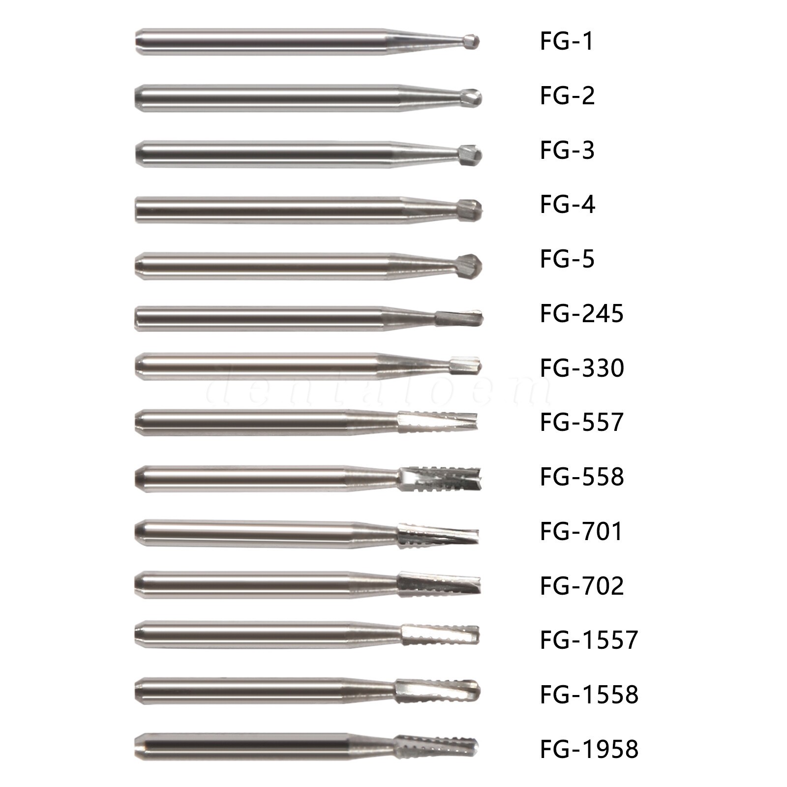 Dental Carbide Burs 330 245 701 702 557 2 3 4 5 Taper Fissure FG High Speed Bur