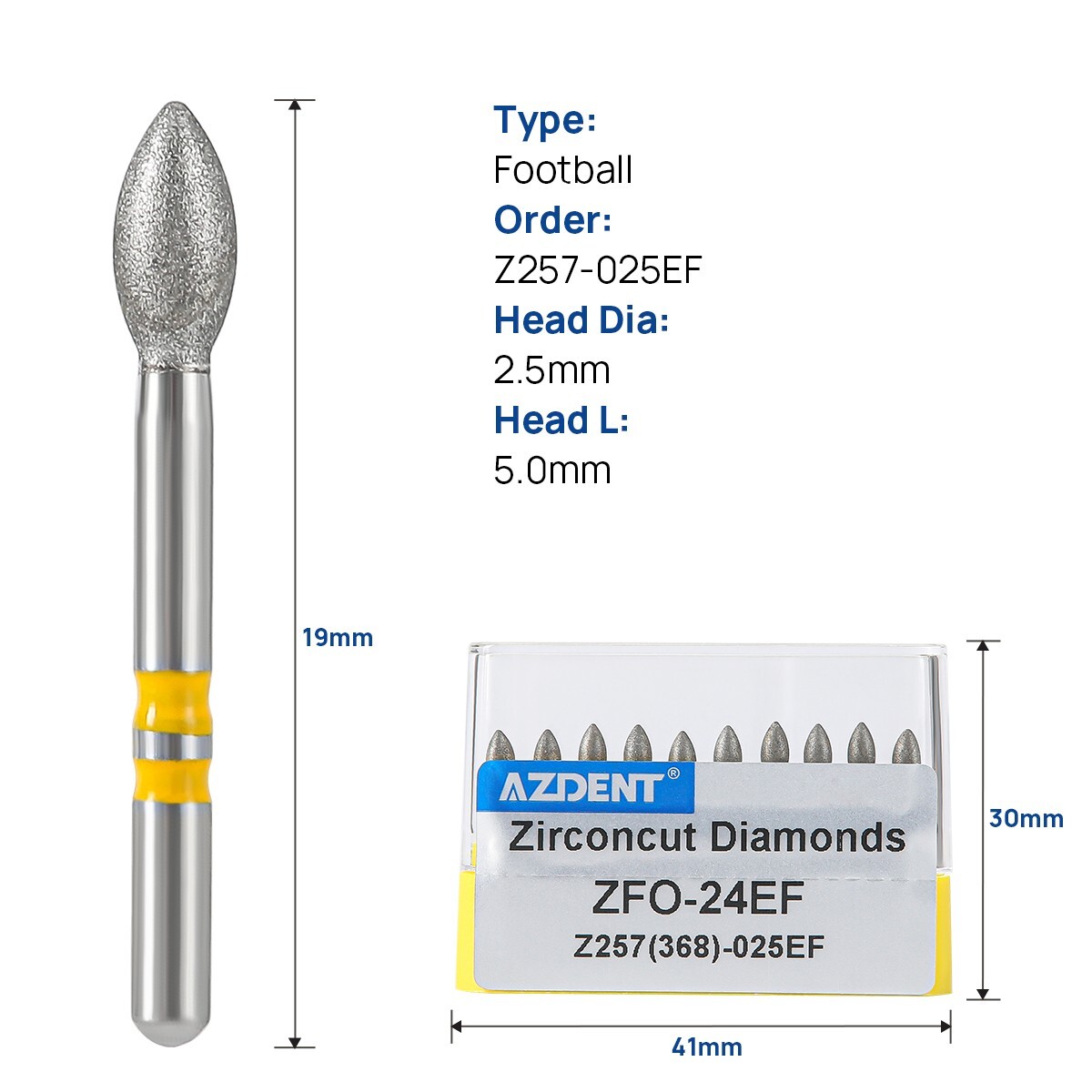 Dental High Speed FG Diamond Burs Cutting Zirconia Ceramic Friction Grip 1.6mm