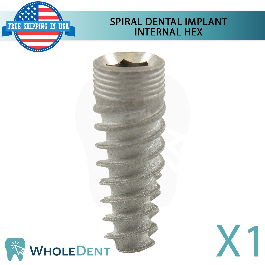 X1 Dental Sterilized Spiral Titanium, Multiple Sizes, Int Hex Connection 2.42mm