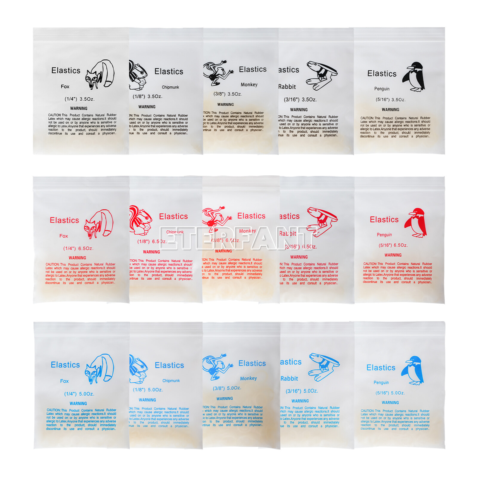 10XETERFANT Dental Ortho Rubber Bands Elastic Latex Braces 6.5oz 1/4 5000pcs/box