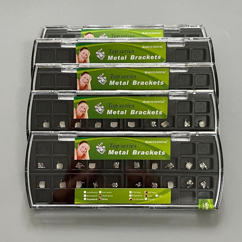 5 Sets Dental Orthodontic Metal Brackets Mini Roth .022 345 hooks Mesh Base CE