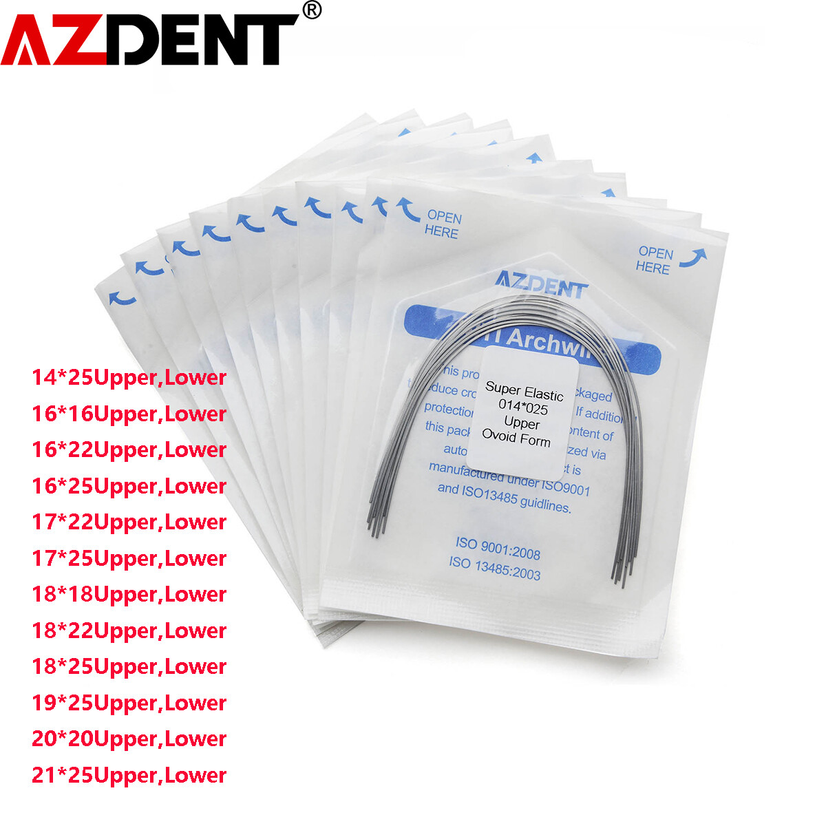 10Box AZDENT Dental Orthodontic Arch Wire Super Elastic NITI Rectangular Ovoid