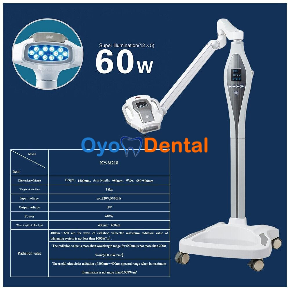 60W Mobile Professional Dental Teeth Oral Whitening Lamp with 12 LEDs Bleaching