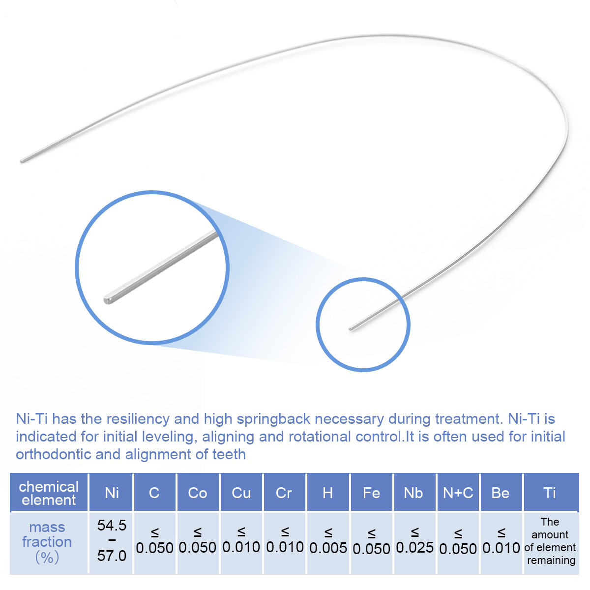 AZDENT Dental Ortho Super Elastic Rectangular Arch Wire Niti Ovoid upper/Lower