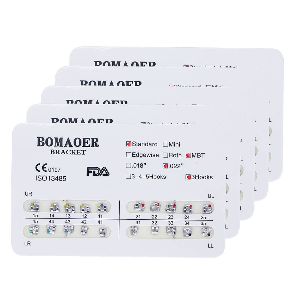 50×Dental Orthodontic Metal Bracket Brace Standard MBT 022 3 Hook 20PCS/Kit