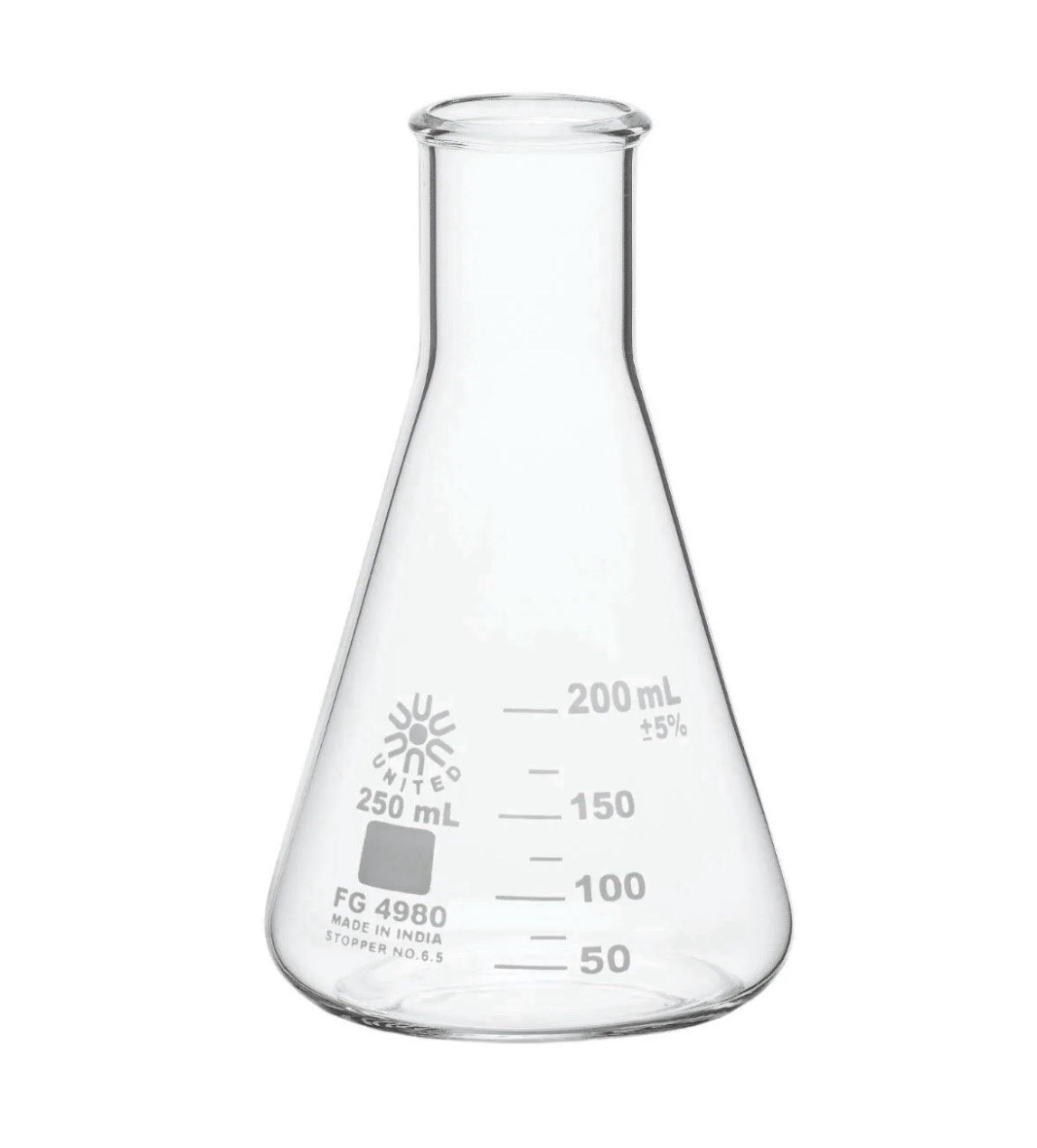 Case 12 UNITED SCIENTIFIC FG4980-1000 1000ML Glass Narrow Mouth Erlenmeyer Flask